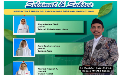 Tiga Siswi MTsN 2 Tuban Lolos ke Provinsi pada Olimpiade PAI dan Bahasa Arab 2026
